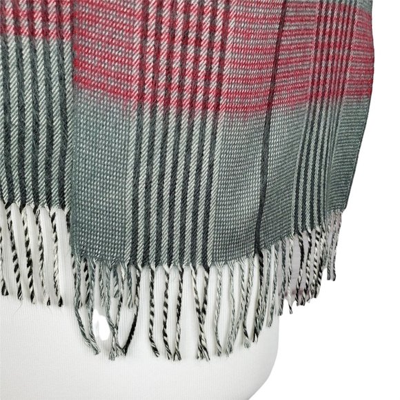 Christian Dior Monsieur: Vintage Plaid Scarf Stone Gray Red - Picture 2 of 9